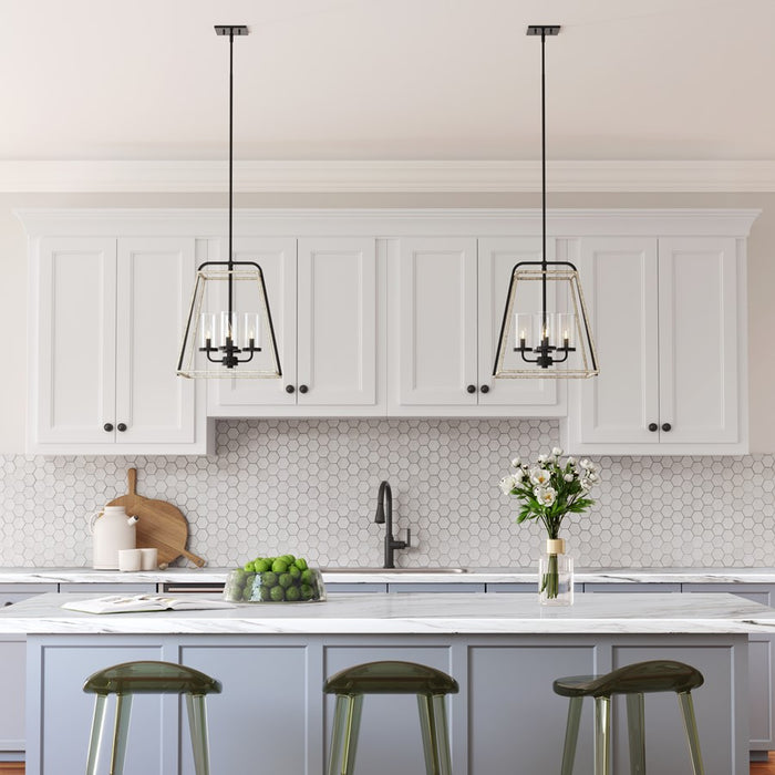 Millennium Lighting Bonnie 4Lt Pendant, Black/Grey Wood