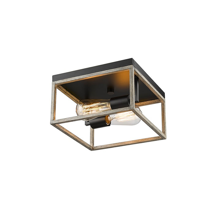 Millennium Lighting Bonnie 2Lt Flush Mount, Matte Black/Grey Wood - 3012-MB-GW