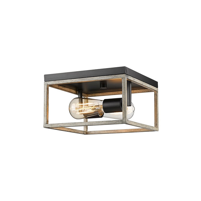 Millennium Lighting Bonnie 2Lt Flush Mount, Matte Black/Grey Wood