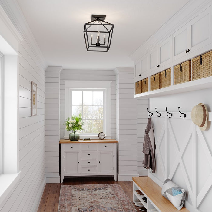 Millennium Lighting Corona 4Lt Semi-Flush Mount, Black