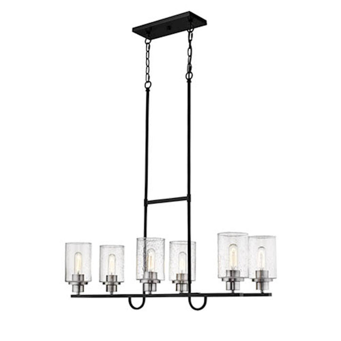 Millennium Clifton 6 Light 59" Island, Matte Black/Brushed Nickel