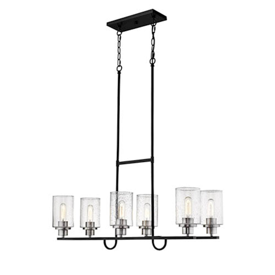 Millennium Clifton 6 Light 59" Island, Matte Black/Brushed Nickel