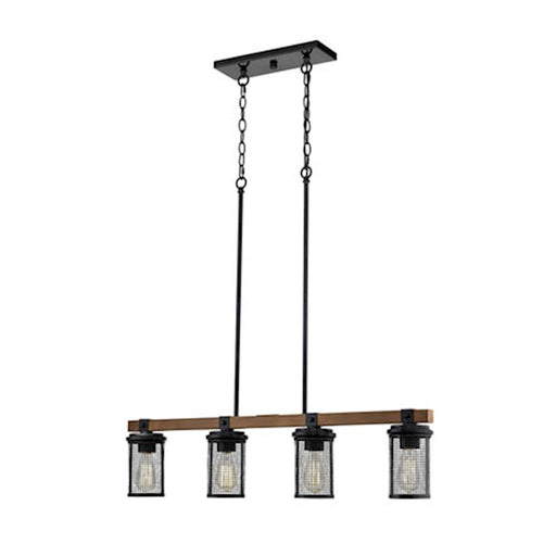 Millennium Mesa 4 Light 58" Island, Matte Black/Wood Grain