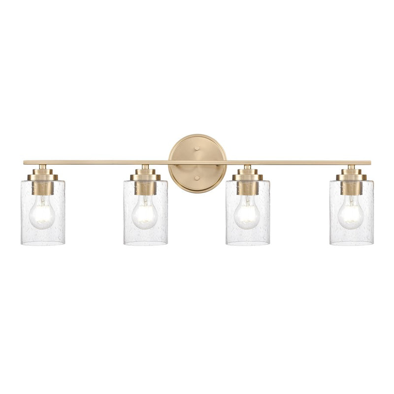 Millennium Lighting Moven 4Lt 31" Vanity, Modern Gold/Clear Seeded