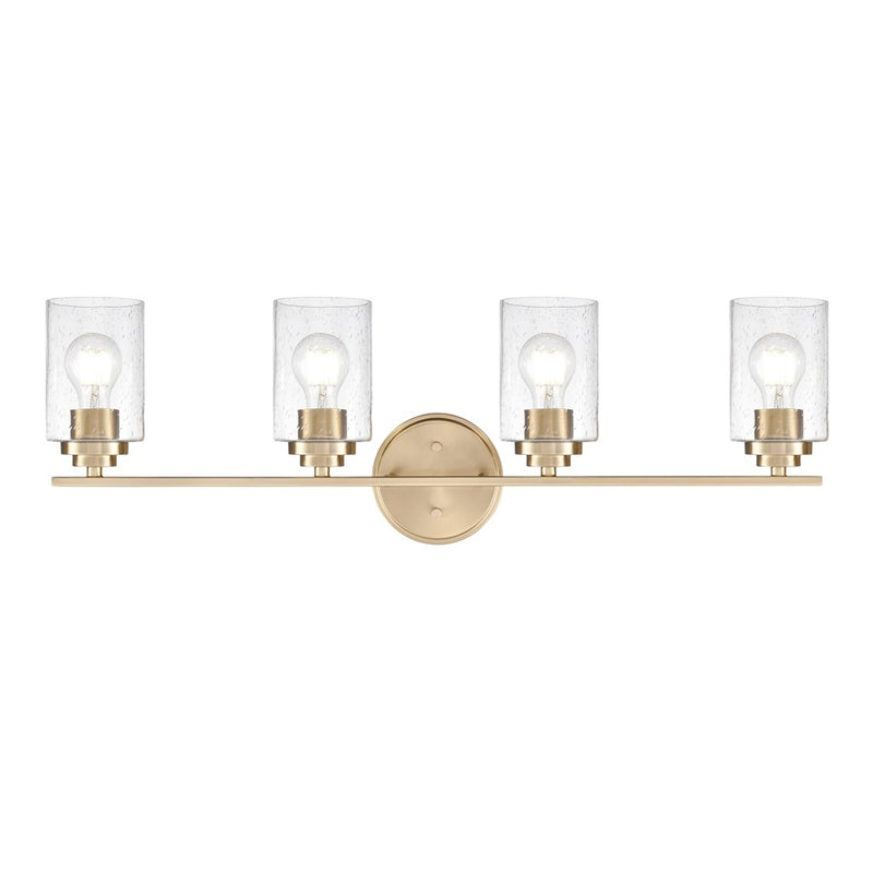 Millennium Lighting Moven 4Lt 31" Vanity, Modern Gold/Clear Seeded