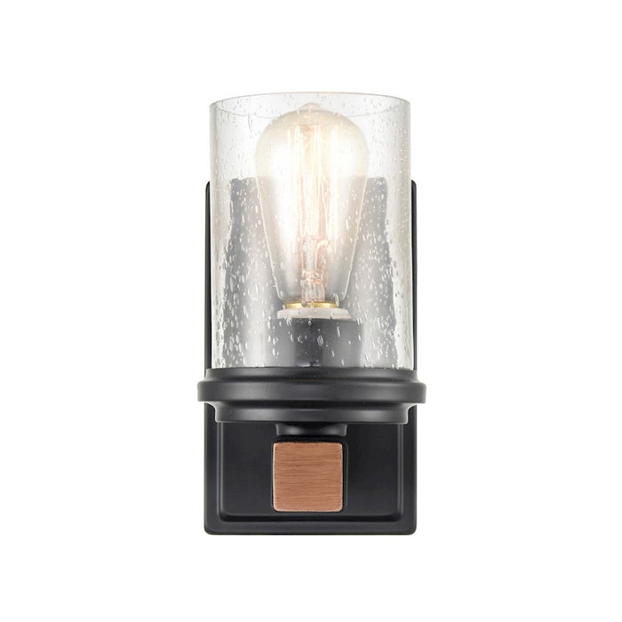Millennium Taos 1 Light 9.5" Wall Sconce, Matte Black/Wood Grain