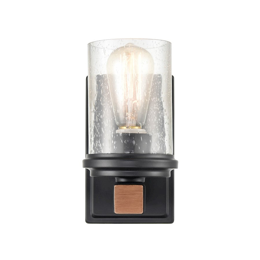 Millennium Taos 1 Light 9.5" Wall Sconce, Matte Black/Wood Grain