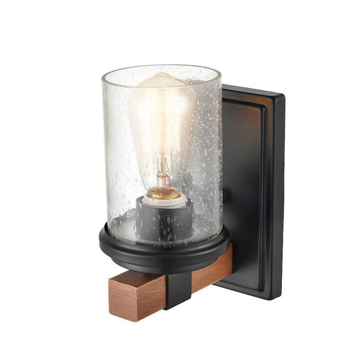 Millennium Taos 1 Light 9.5" Wall Sconce, Matte Black/Wood Grain