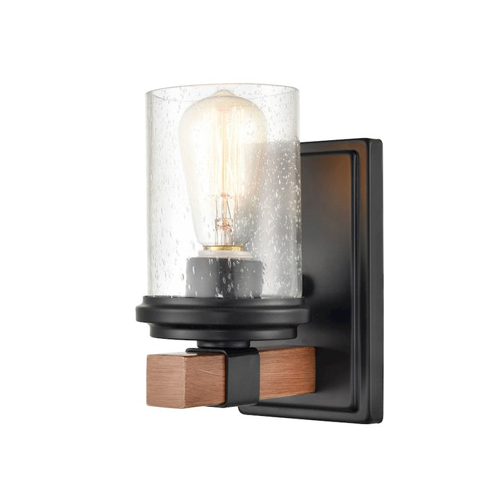 Millennium Taos 1 Light 9.5" Wall Sconce, Matte Black/Wood Grain