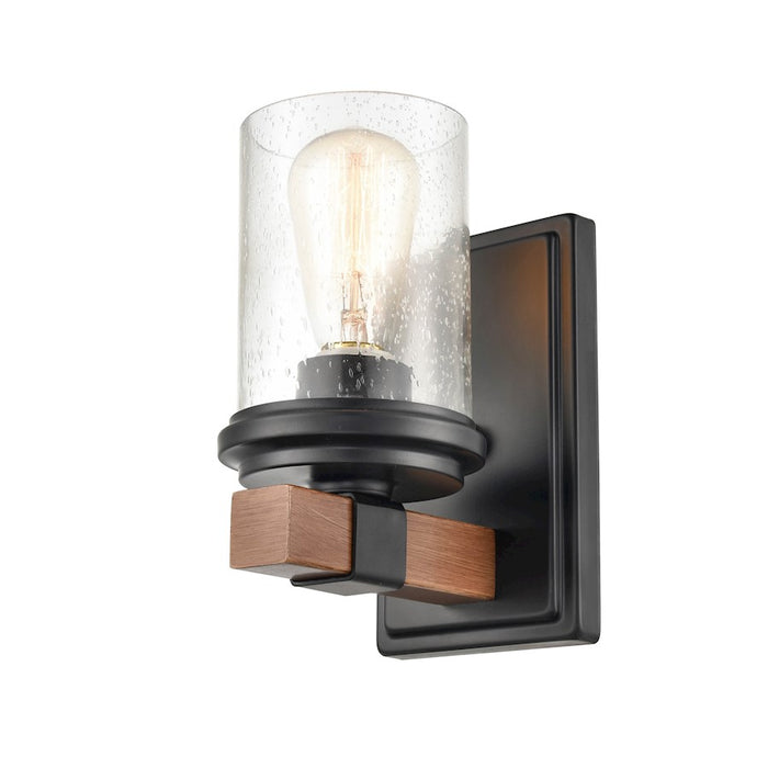 Millennium Taos 1 Light 9.5" Wall Sconce, Matte Black/Wood Grain