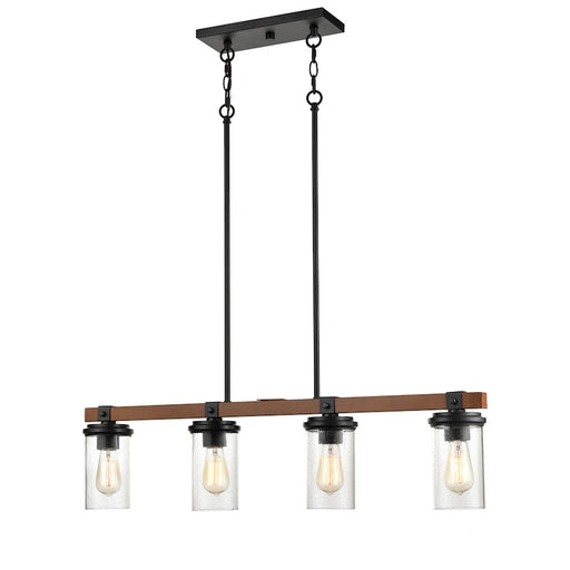 Millennium 4 Light 46.25" Island, Matte Black/Wood Grain