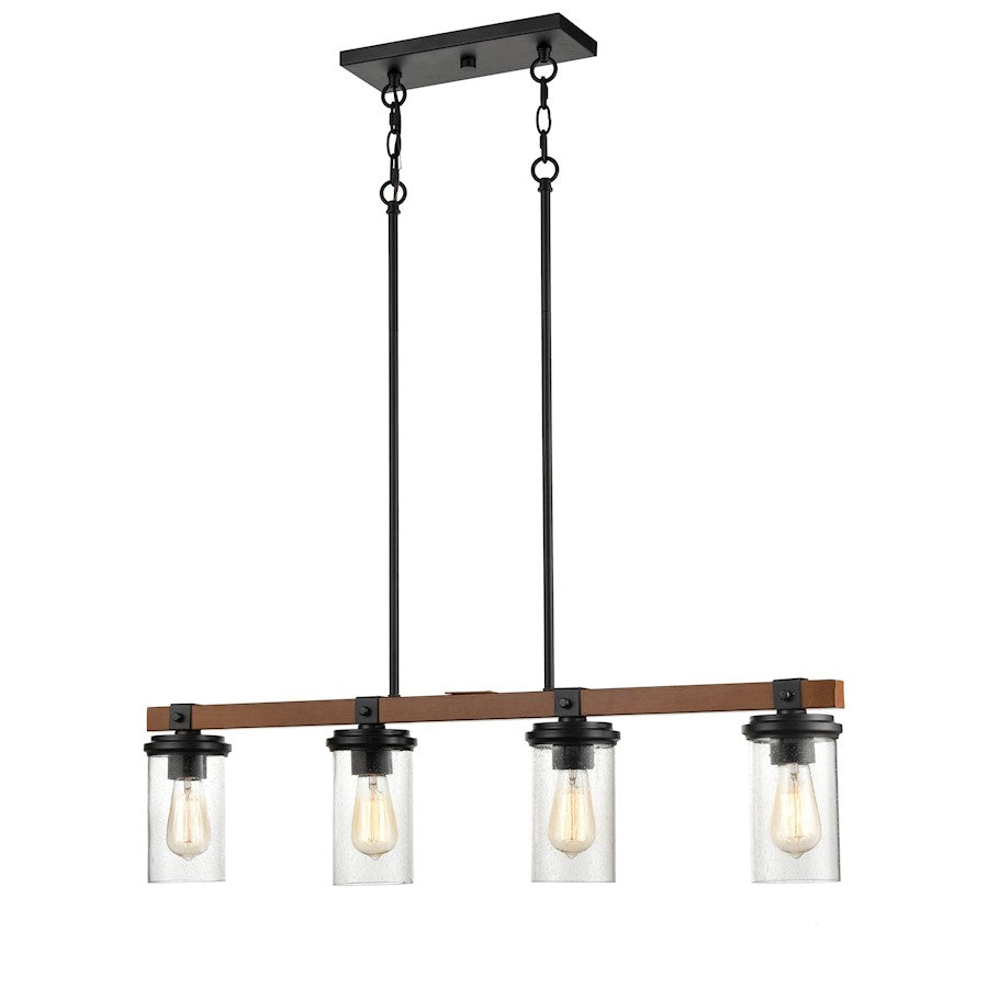Millennium 4 Light 46.25" Island, Matte Black/Wood Grain