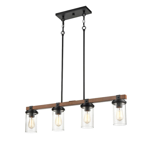 Millennium 4 Light 46.25" Island, Matte Black/Wood Grain