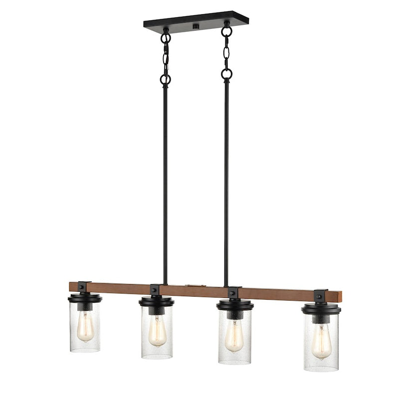 Millennium 4 Light 46.25" Island, Matte Black/Wood Grain
