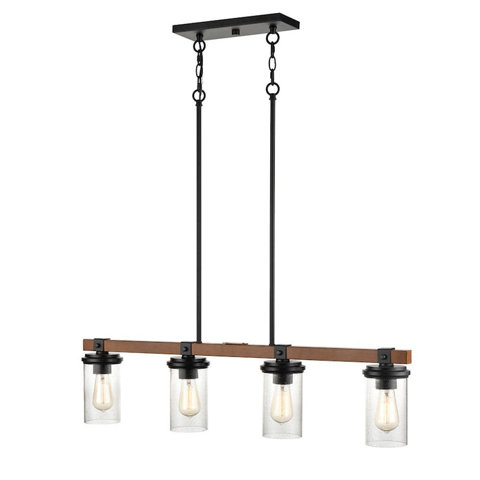 Millennium 4 Light 46.25" Island, Matte Black/Wood Grain