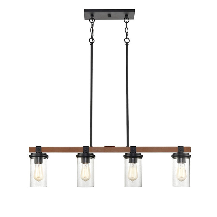 Millennium 4 Light 46.25" Island, Matte Black/Wood Grain