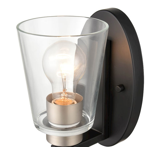 Millennium Lighting 1 Light Sconce, Black/Satin Nickel/Clear