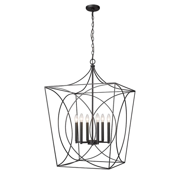 Millennium Lighting Tracy 6Lt Pendant, Black