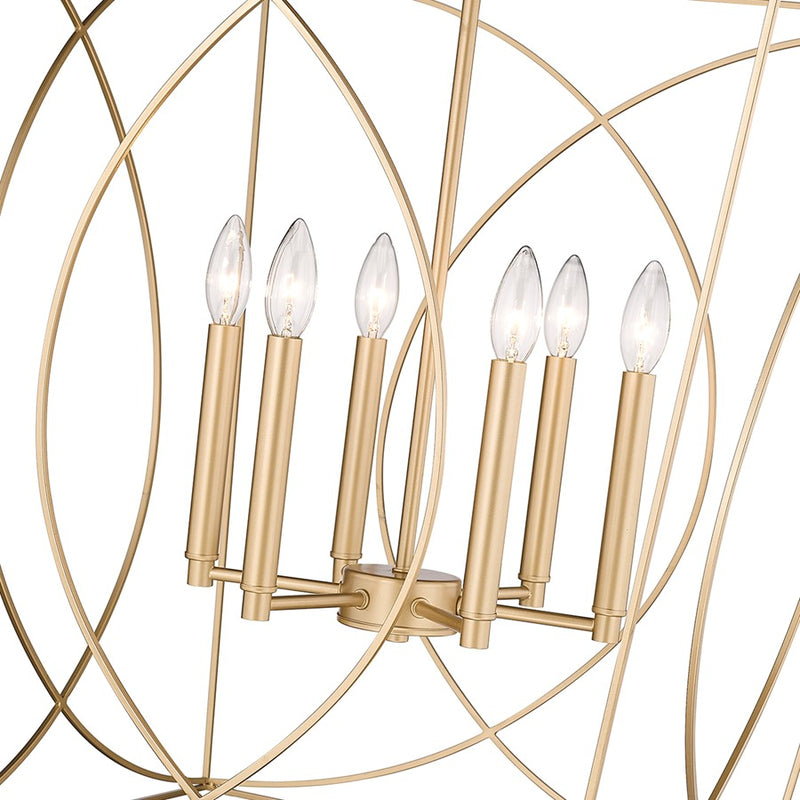 Millennium Lighting Tracy 6Lt Pendant, Painted Modern Gold