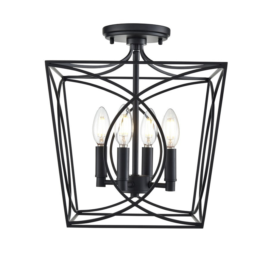 Millennium Lighting Tracy 4Lt Semi-Flush Mount, Black - 4004-MB