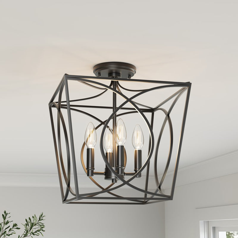 Millennium Lighting Tracy 4Lt Semi-Flush Mount, Black