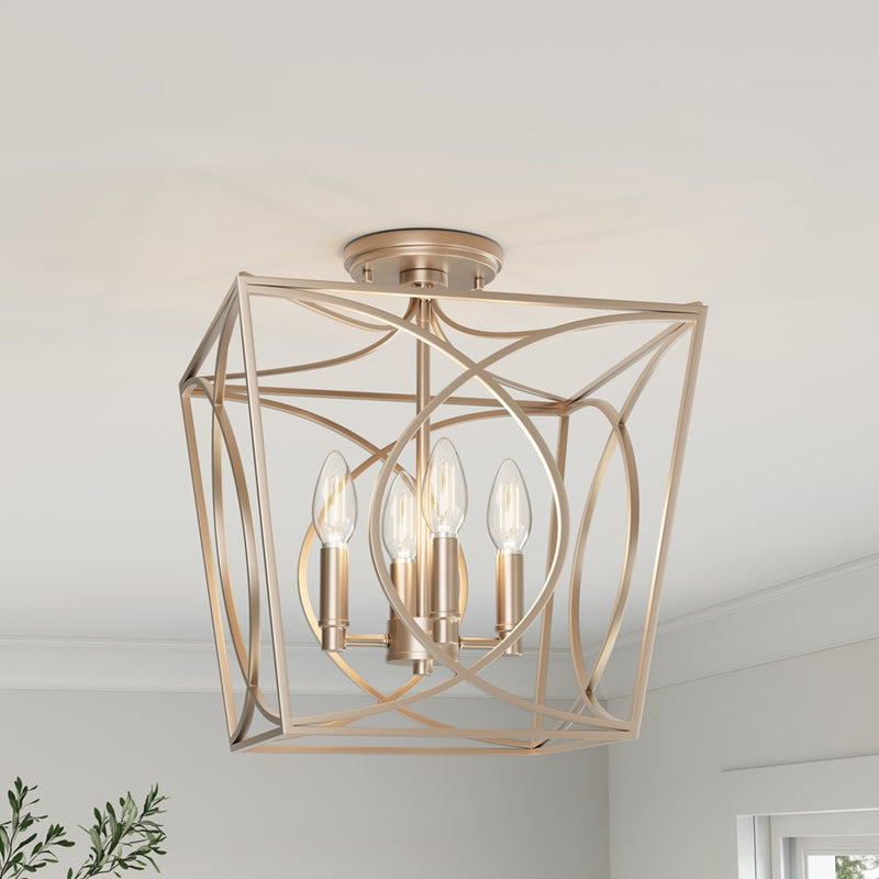 Millennium Lighting Tracy 4Lt Semi-Flush Mount, Painted Modern Gold