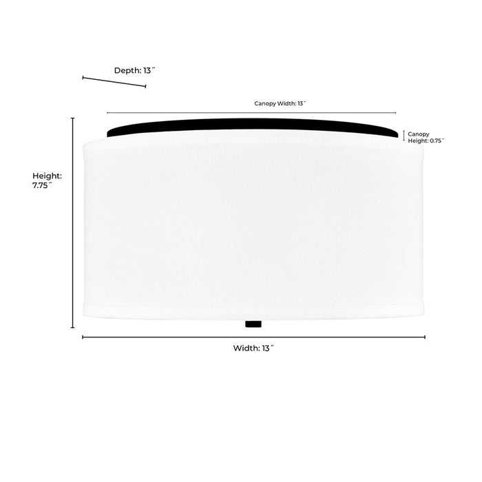Millennium Lighting Guyten 2Lt 13" Flushmount, Brushed Nickel/White