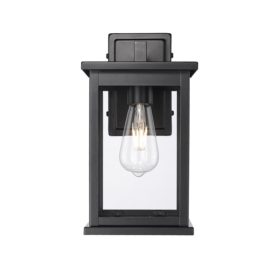 Millennium Lighting Bowton II 1Lt 12" Outdoor Sconce, Black/Clear - 4102-PBK