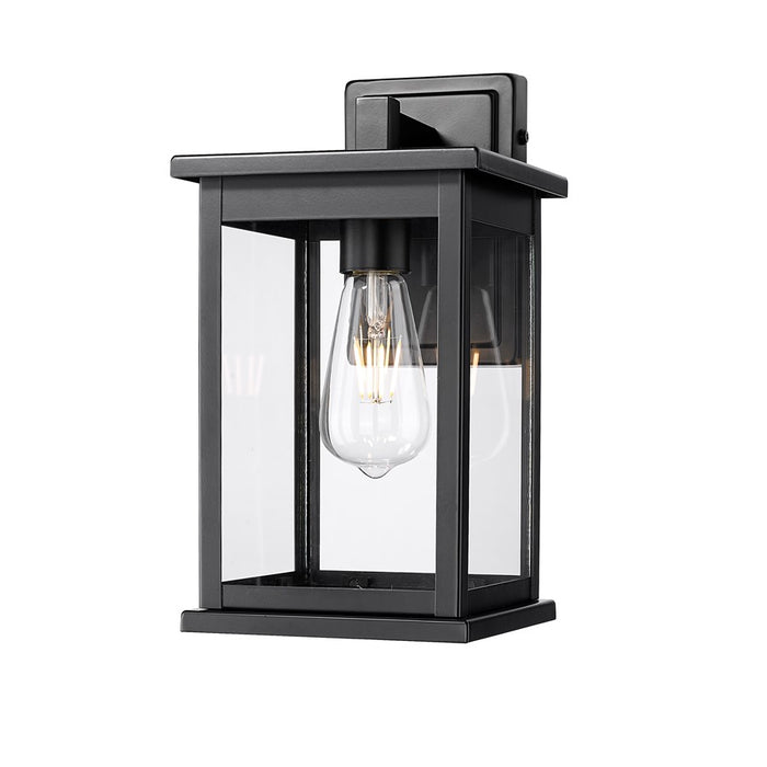 Millennium Lighting Bowton II 1Lt 12" Outdoor Sconce, Black/Clear