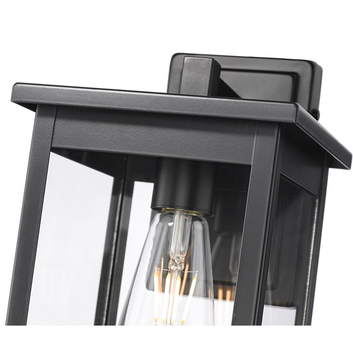Millennium Lighting Bowton II 1Lt 12" Outdoor Sconce, Black/Clear