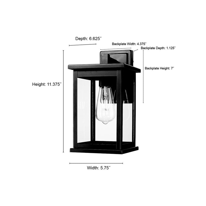 Millennium Lighting Bowton II 1Lt 12" Outdoor Sconce, Black/Clear