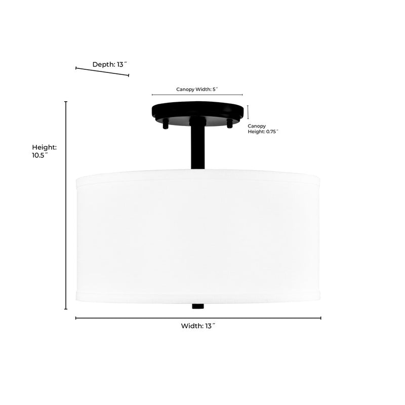 Millennium Lighting Guyten 2Lt 13" Semi-Flush Mount, Black/White