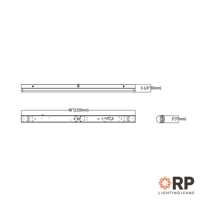 RP Lighting Linear 4' Strip LED Light, White/MS/EM