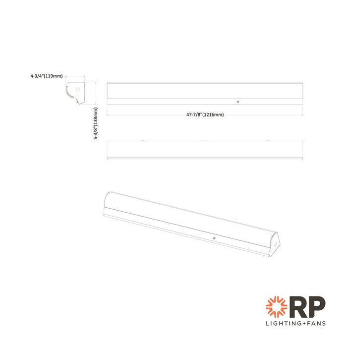 RP Lighting Linear 4' Stairwell LED Light, White/EM