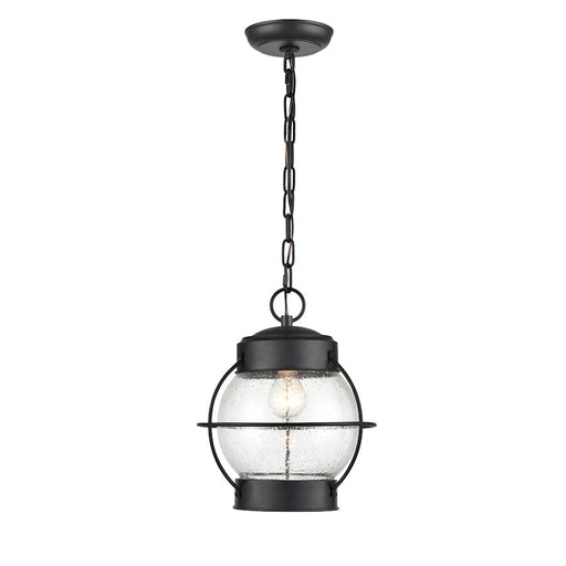 Millennium Aremelo 1 Light Outdoor Hanging Lantern, Black/Seeded