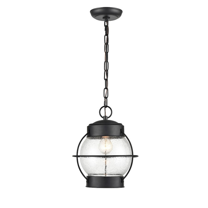 Millennium Aremelo 1 Light Outdoor Hanging Lantern, Black/Seeded