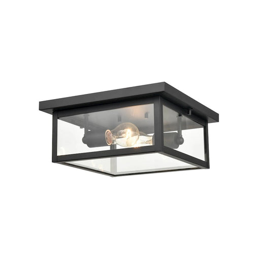Millennium Evanton 2 Light Outdoor Flush Mount, Bronze/Clear Seeded