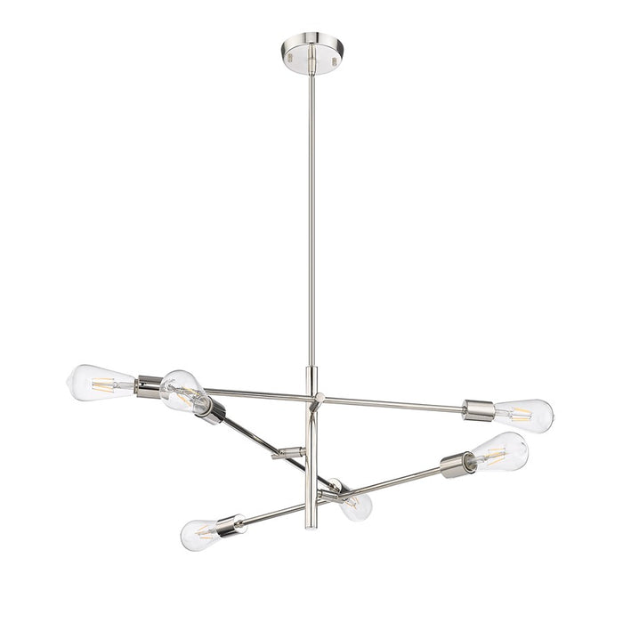 Millennium Lighting Decco 6 Light Chandelier, Polished Nickel