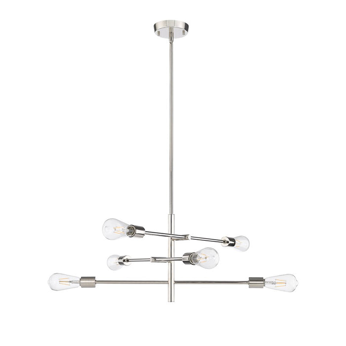 Millennium Lighting Decco 6 Light Chandelier, Polished Nickel