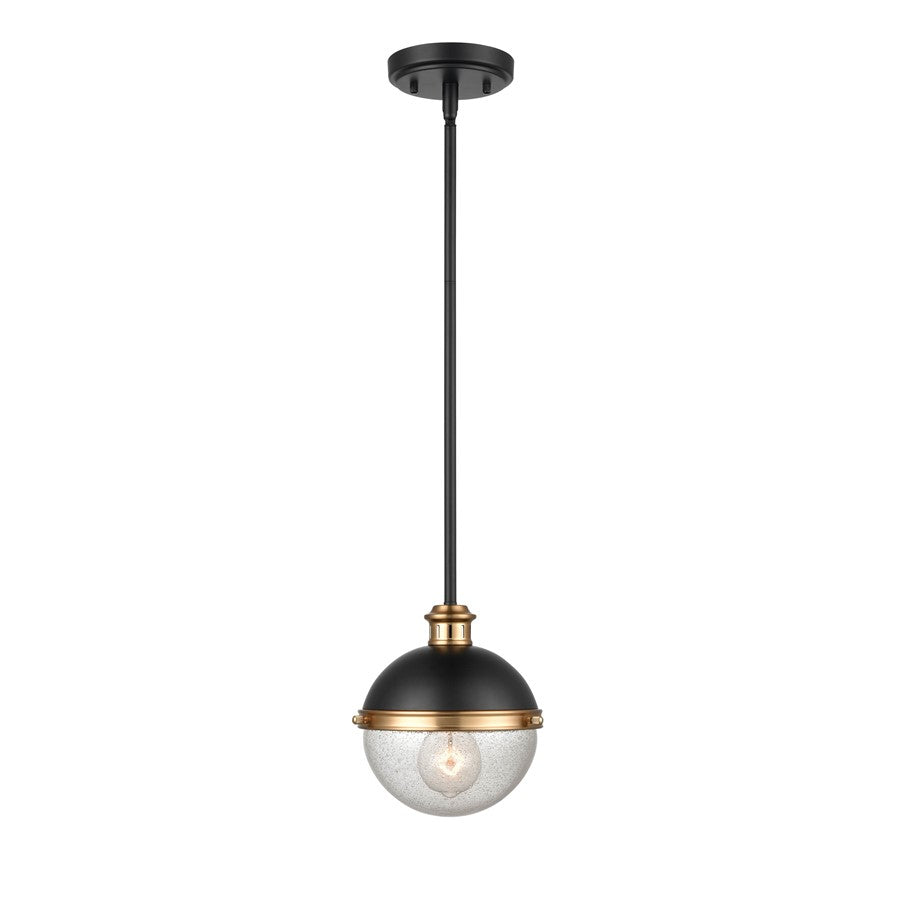 Millennium Lighting Ellmira 1Lt Pendant, Black/Aged Brass - 4250-MB-AB