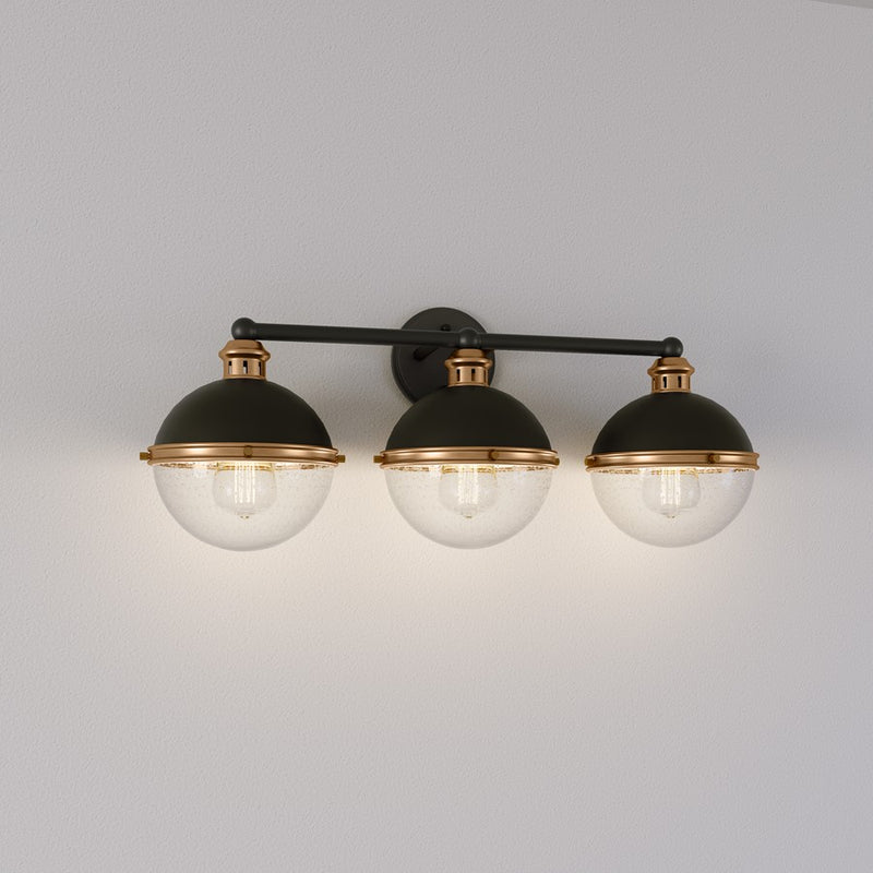 Millennium Lighting Ellmira 3Lt Vanity, Black/Aged Brass