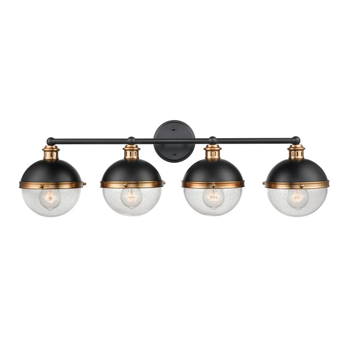Millennium Ellmira 4Lt Bathroom Vanity Light, Black/Aged Brass - 4254-MB-AB