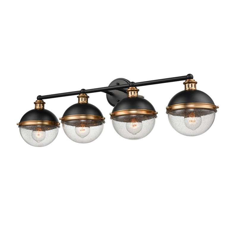 Millennium Ellmira 4Lt Bathroom Vanity Light, Black/Aged Brass