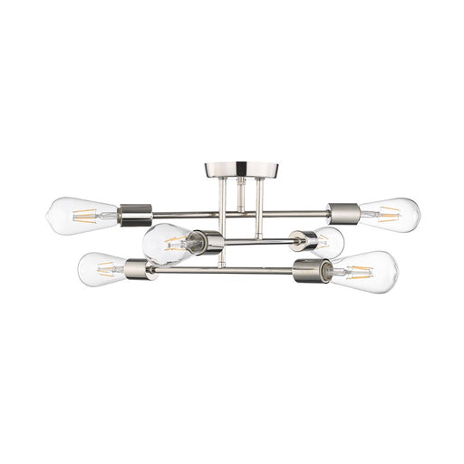 Millennium Lighting Decco 6Lt Semi Flush Mount, Polished Nickel - 4256-PN
