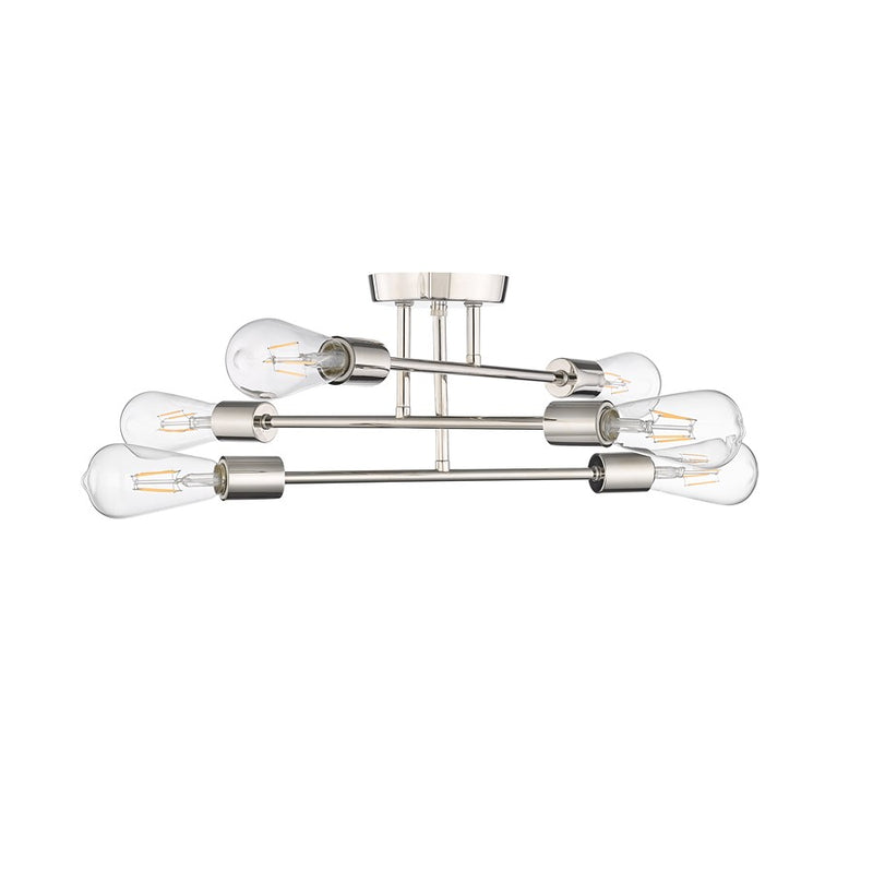 Millennium Lighting Decco 6Lt Semi Flush Mount, Polished Nickel