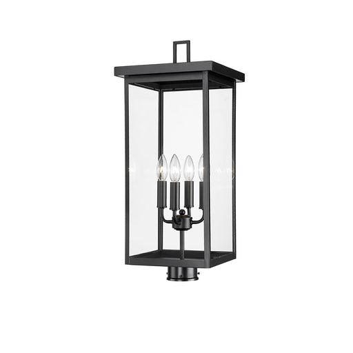 Millennium Lighting Barkeley 4Lt Outdoor Post Lantern, Black/Clear