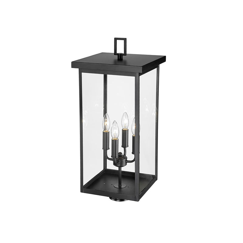 Millennium Lighting Barkeley 4Lt Outdoor Post Lantern, Black/Clear