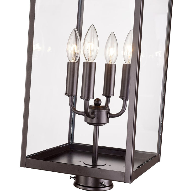 Millennium Lighting Barkeley 4Lt Outdoor Post Lantern, Bronze/Clear