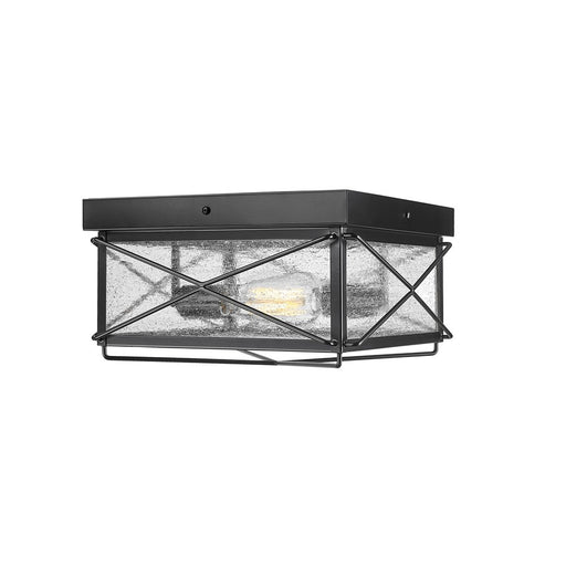 Millennium Robinson 2Lt Outdoor Flush Mount, Black/Clear Seeded