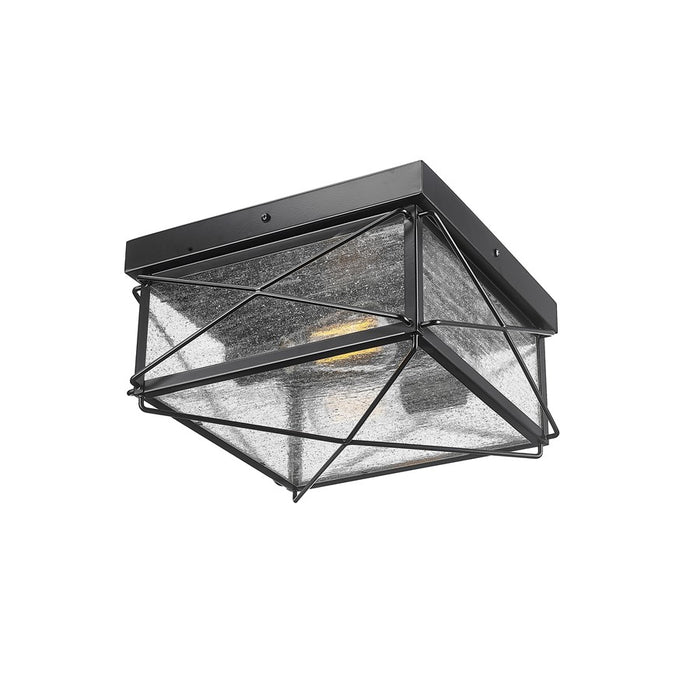 Millennium Robinson 2Lt Outdoor Flush Mount, Black/Clear Seeded